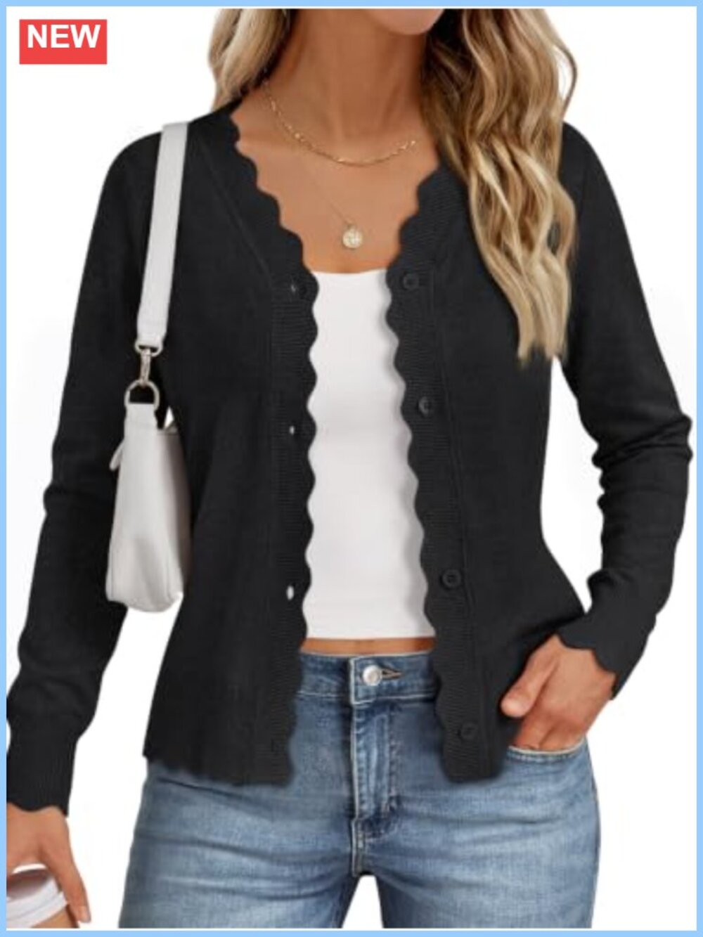 LILLUSORY Lightweight Knit Cardigan Long Sleeve V-Neck Button Sweater